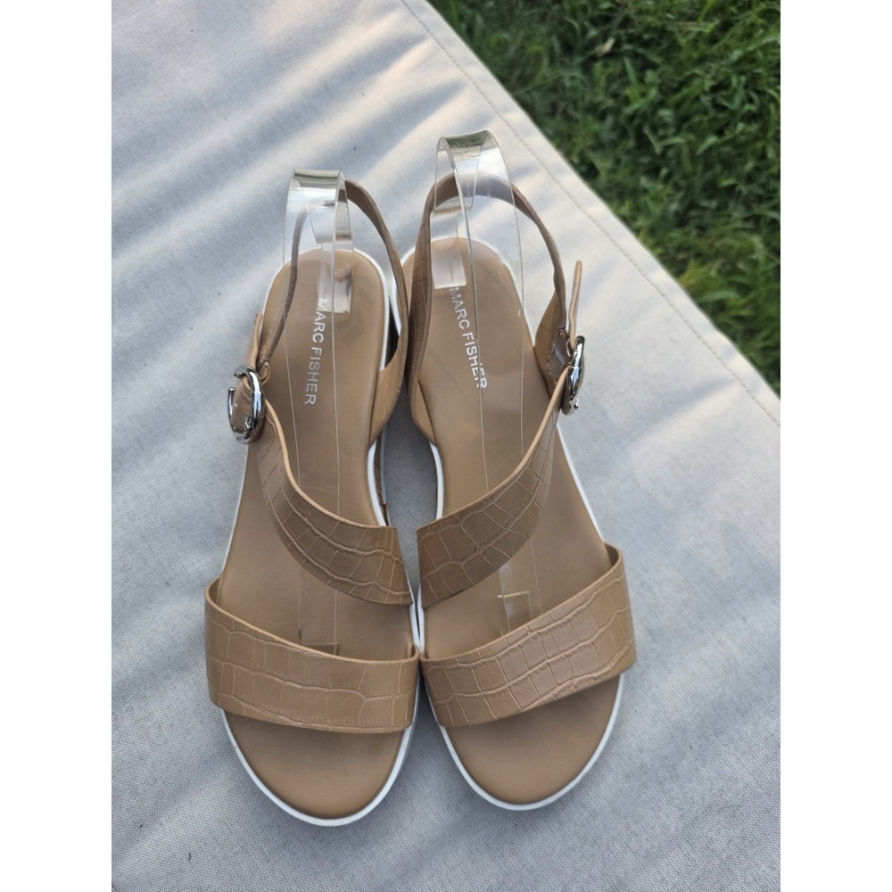 Marc Fisher Gordy Size US 9.5M Women's Strappy Wedge Sandals Dark Natural - Picture 5 of 15